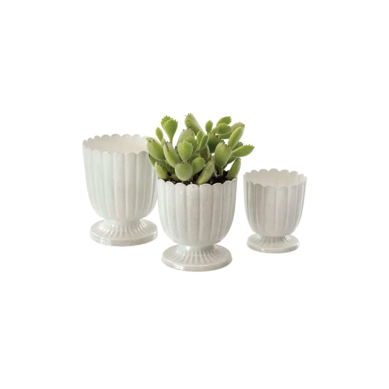 Scalloped Metal Urns, Set of 3 | Brooke and Lou