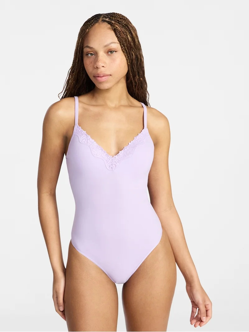 No Boundaries Fit Stretch Lace Wireless Bodysuit, Women's XS-XXXL | Walmart (US)