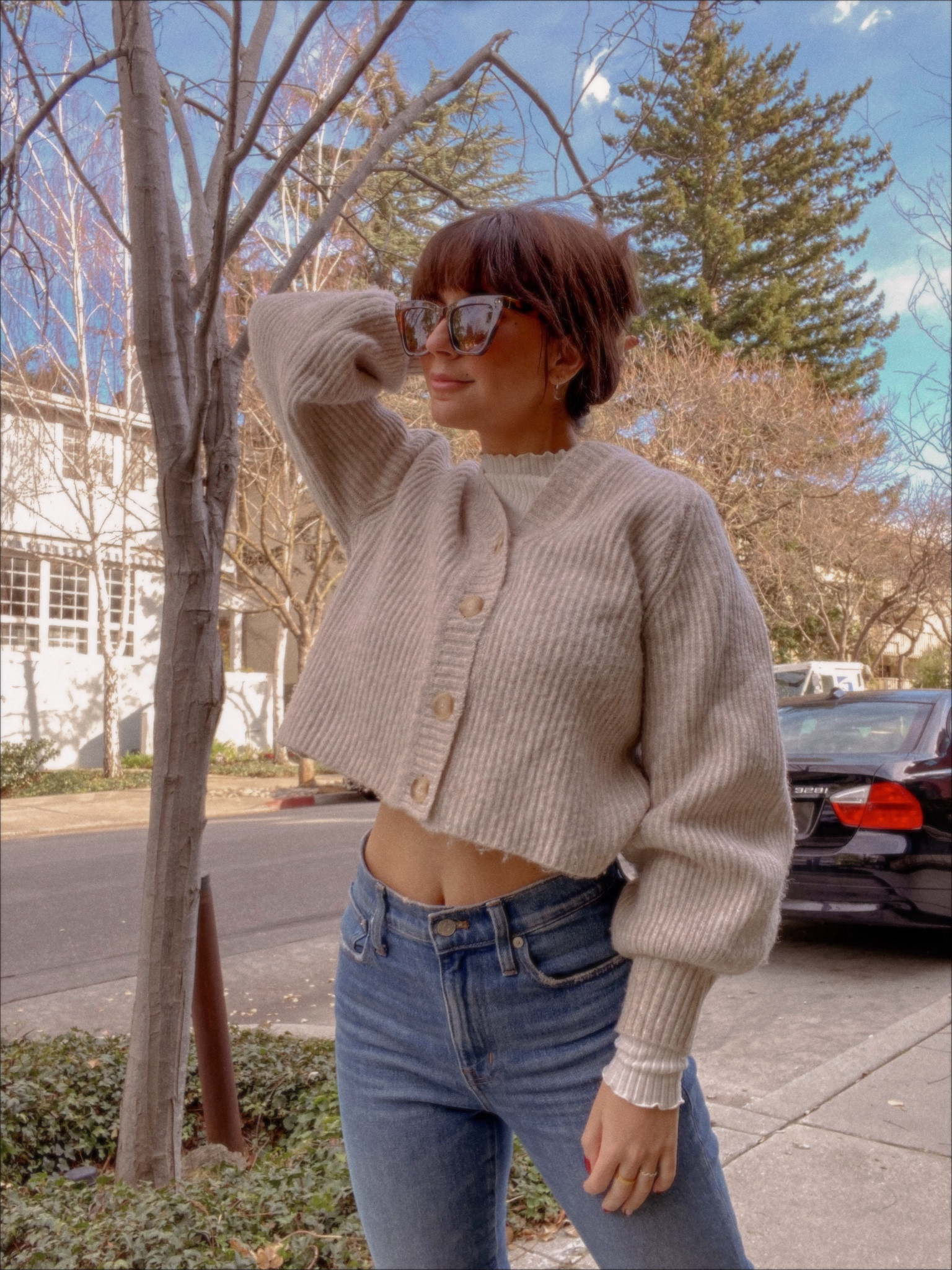 A warm winters day outfit 
Jeans size 26
Sweater size Small 