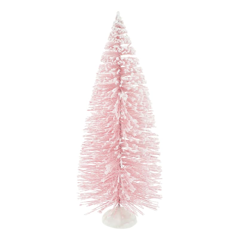 Mrs. Claus' Bakery Pink Glittered Bottle Brush Tree, 11" | At Home