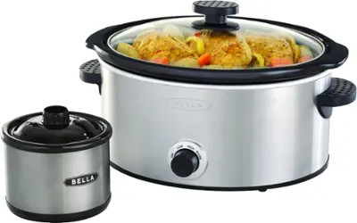 Bella - 5-qt. Slow Cooker with Dipper - Stainless Steel | Best Buy U.S.