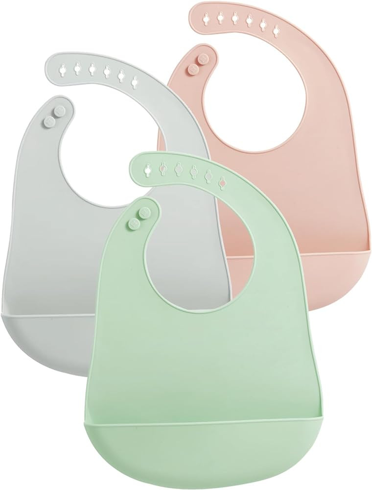 PandaEar 3 Pack Baby Bibs for Eating with Food Catcher, Waterproof Silicone Bibs for Babies Toddl... | Amazon (US)