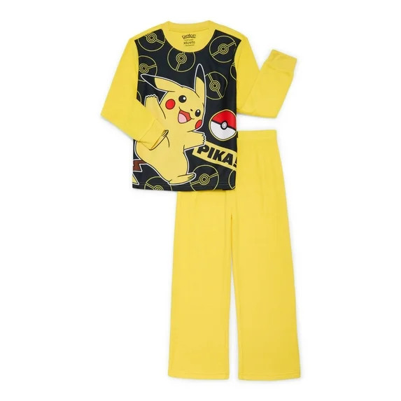 Pokémon Boys Pikachu Long Sleeve Top and Pants Pajama Set, 2-Piece, Sizes 4-16 | Walmart (US)