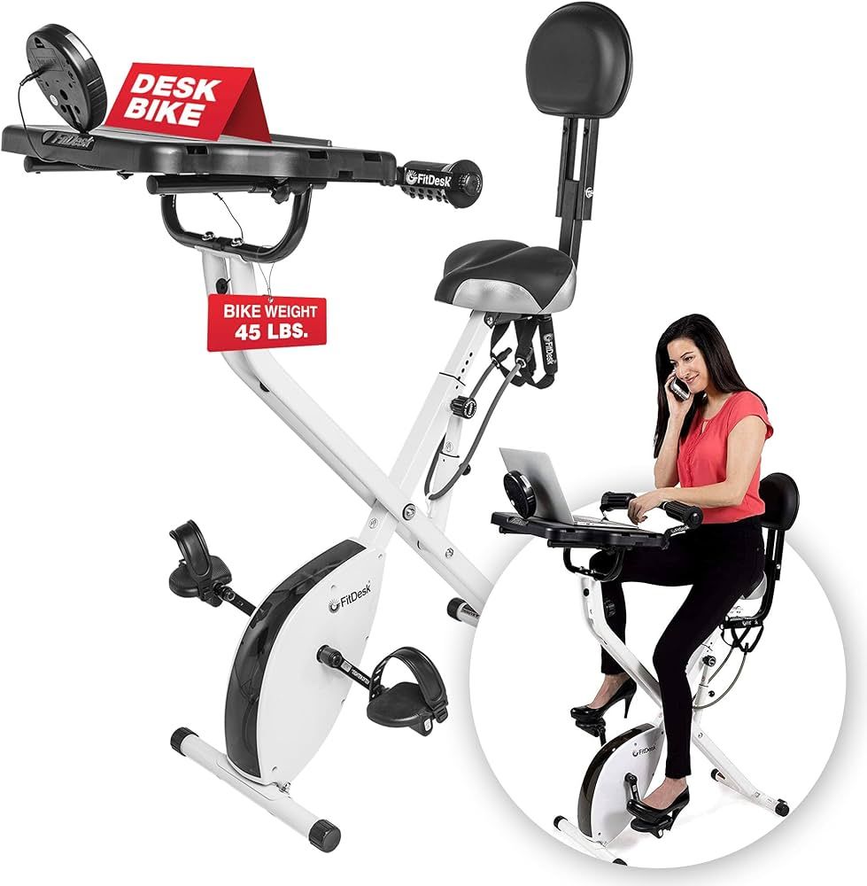 FitDesk Desk Bike 3.0 - Folding Exercise Bike for Work from Home Fitness, Stationary Bike and Des... | Amazon (US)