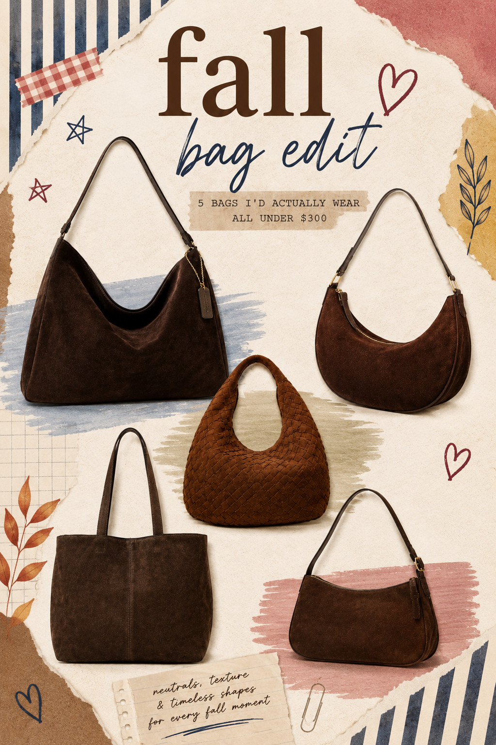 The fall bag edit 🤎🍂 Suede, chocolate brown + all the rich textures I want for fall. These are all under $200 and look SO much more expensive than they are. Linking all 5!

#LTKStyle #FallBags #FallFashion #AffordableStyle #FallFinds

#LTKmomlife #LTKSeasonal