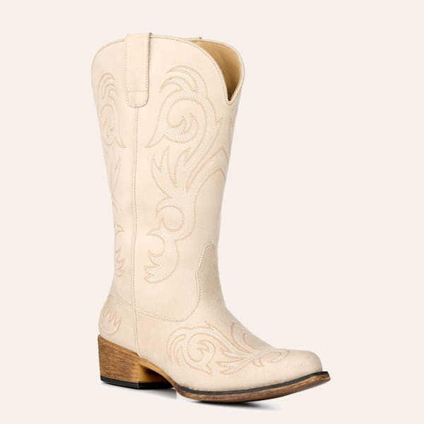 Roper Women's Riley Vintage Ivory Faux Leather Snip Toe Cowboy Boots | Cavender's