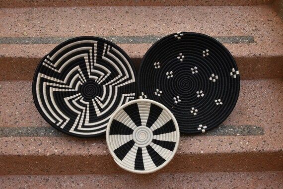 African Wall Basket Decor Set, African Home Decor Wall Basket Collection, Woven Basket Set of 3, ... | Etsy (US)