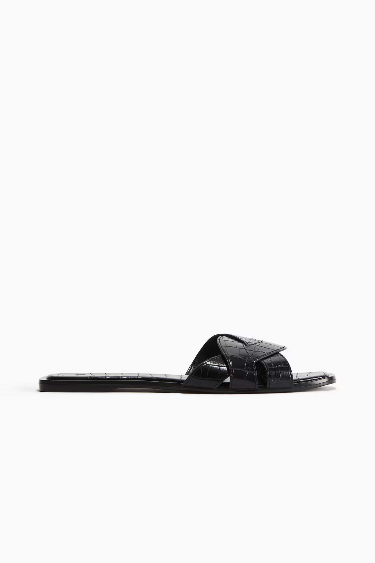 Braided Sandals - Black/crocodile-patterned - Ladies | H&M US | H&M (US + CA)