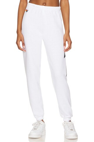 Aviator Nation Bolt Stitch Sweatpant in White & Black from Revolve.com | Revolve Clothing (Global)