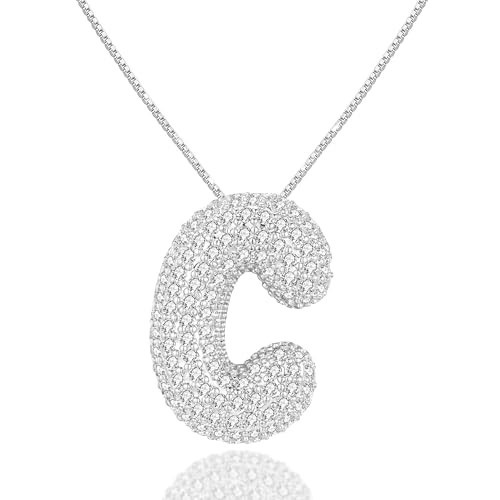 Bubble Letter Necklace, C Initial Necklaces for Women Gifts for Her Letter Necklace Pendant Birthday Christmas Jewelry | Amazon (US)