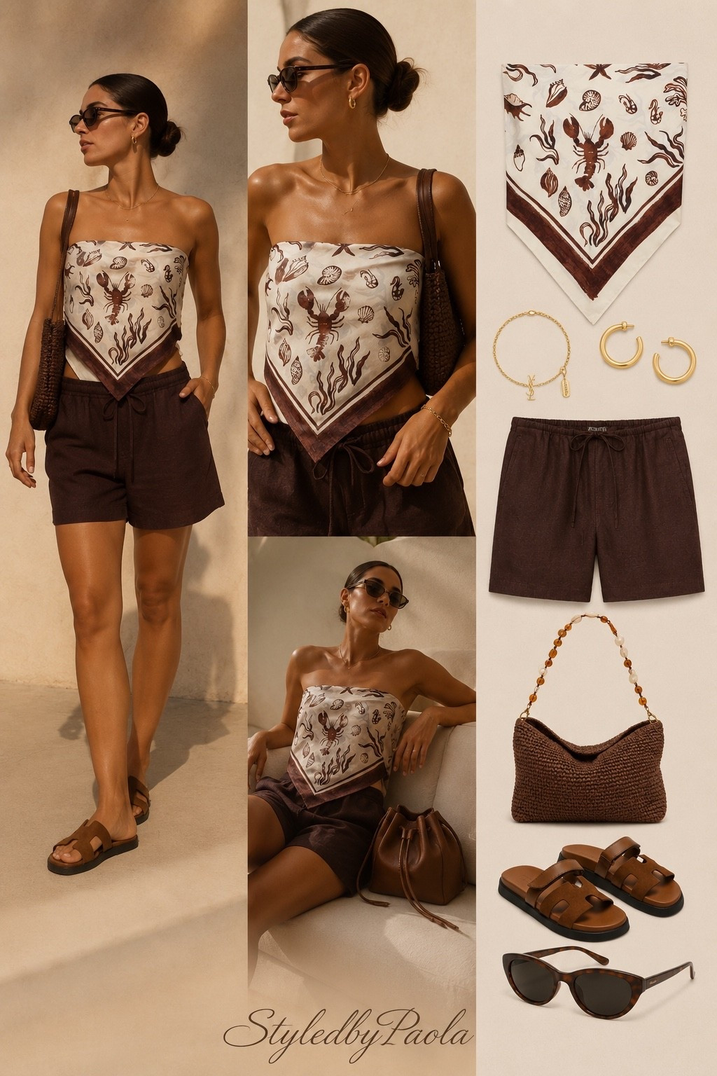 Coastal chic done right 🤎 This lobster-print bandana top paired with rich linen shorts is giving effortless vacation luxury. Follow @styledbypaola on LTK for more elevated summer finds. ✨ @J.Crew @Steve Madden US

#LTKU #LTKSeasonal #LTKootd
