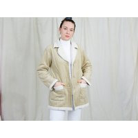 Faux Suede Jacket Cream Sherpa Winter Coat Shearling Beige Vintage Xl | Etsy (US)