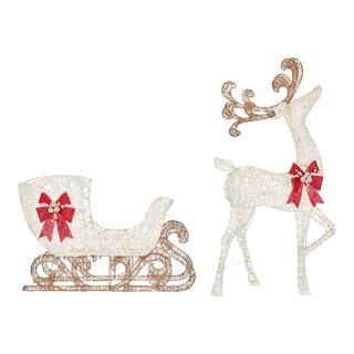 Home Accents Holiday 60 in. Warm White LED Super Bright PVC Deer with Sleigh Holiday Yard Sculptu... | The Home Depot