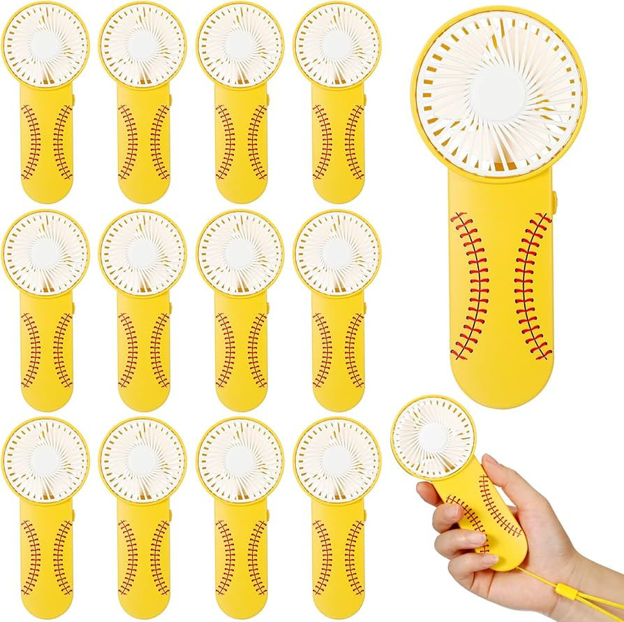 Honoson 12 Pcs Mini Portable Softball Fan Bulk Small Personal Handheld Fan with Lanyard for Team ... | Amazon (US)