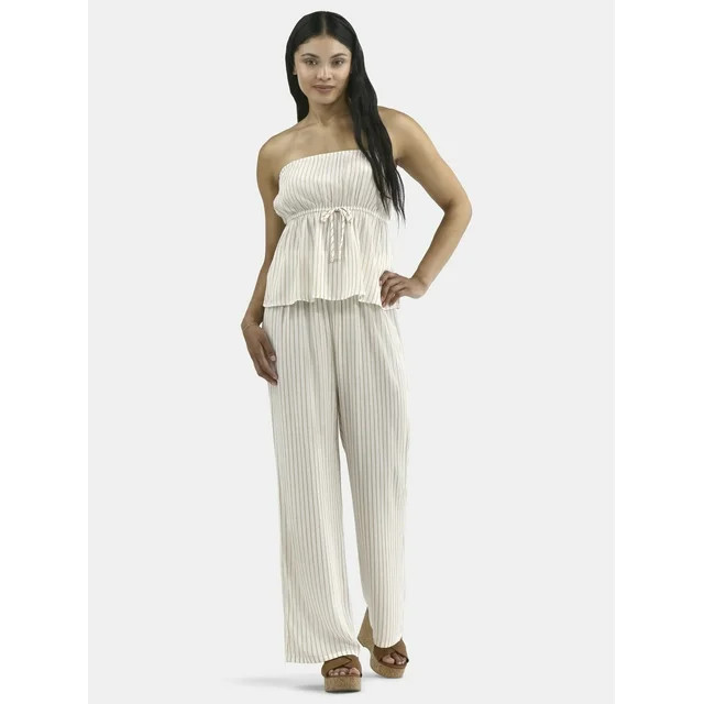 No Boundaries Tube Top and Palazzo Pants Set, 2-Piece, Women's | Walmart (US)