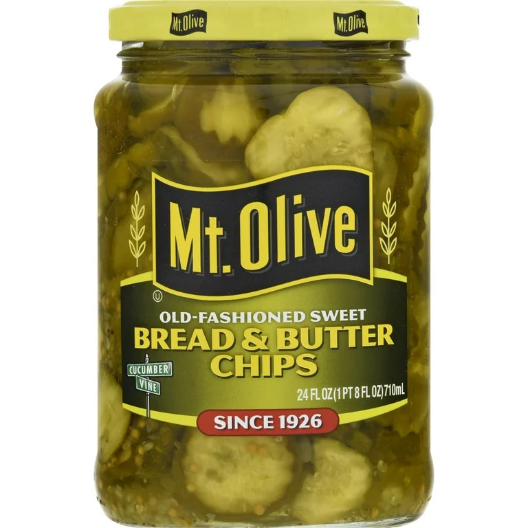 Mt. Olive Bread & Butter Pickle Chips, 24 fl oz Jar | Walmart (US)