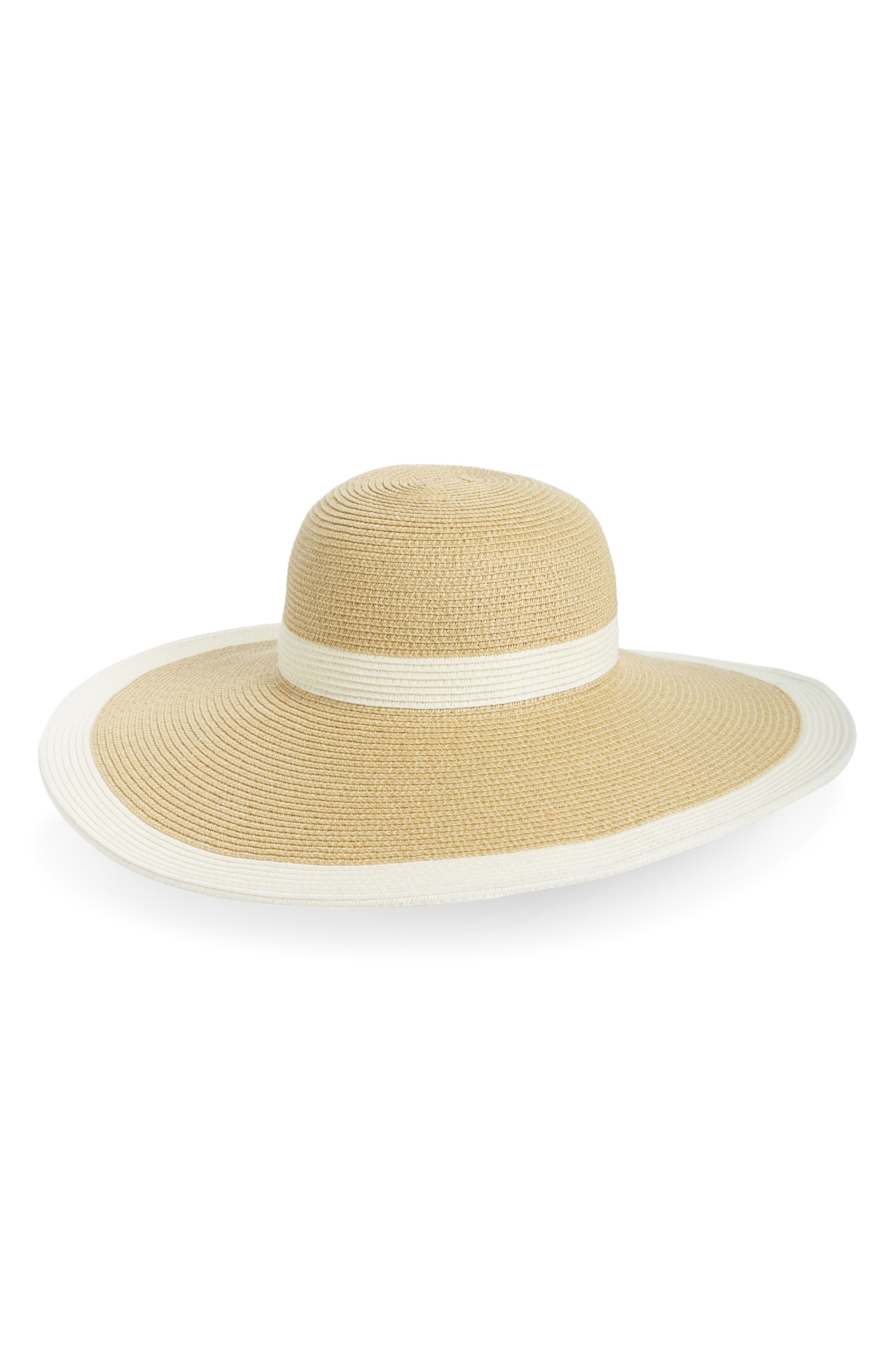 Women's Sand Diego Hat Stripe Floppy Straw Hat - Beige | Nordstrom