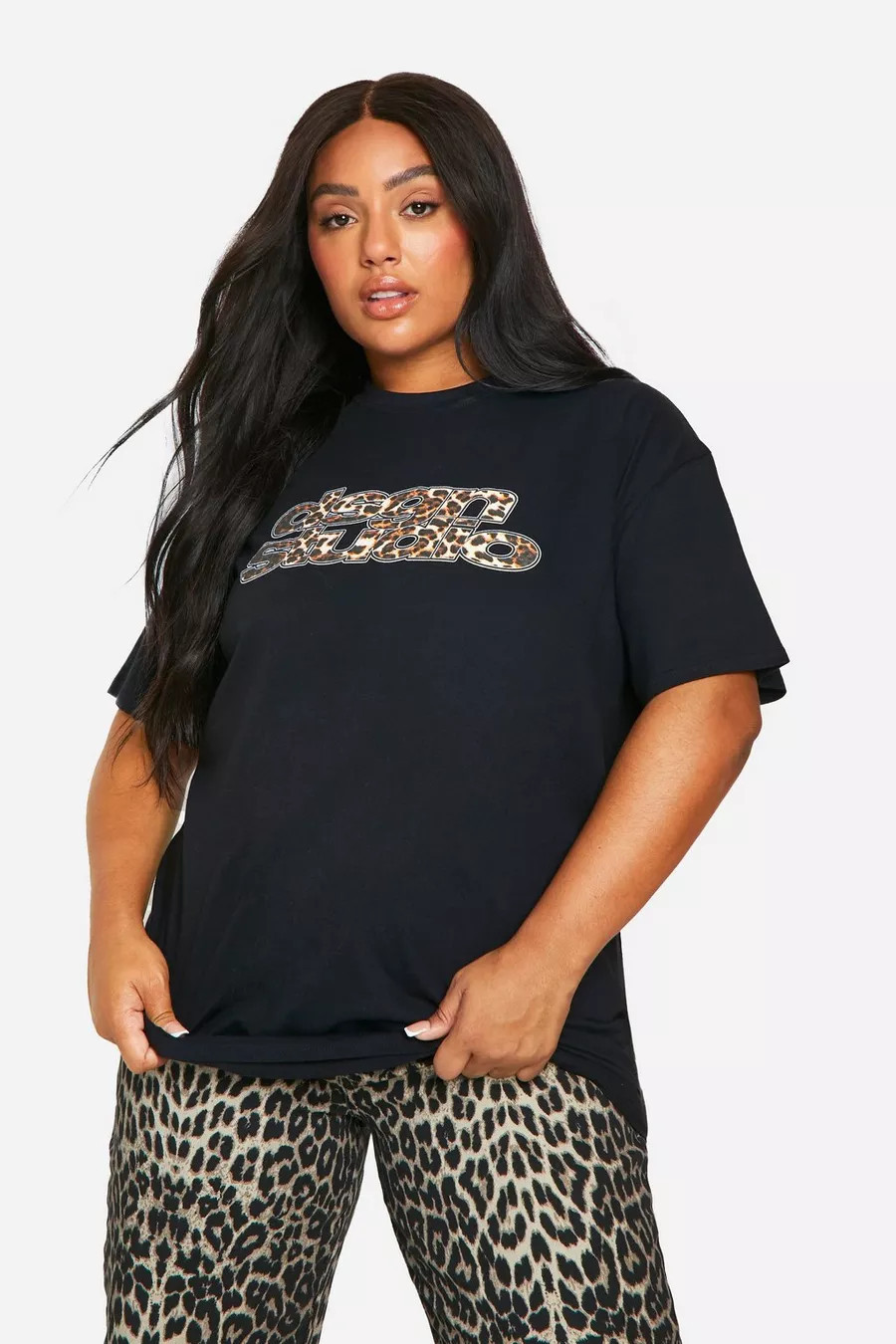 Plus Leopard Print Dsgn Studio Oversized T-shirt | Boohoo.com (UK & IE)