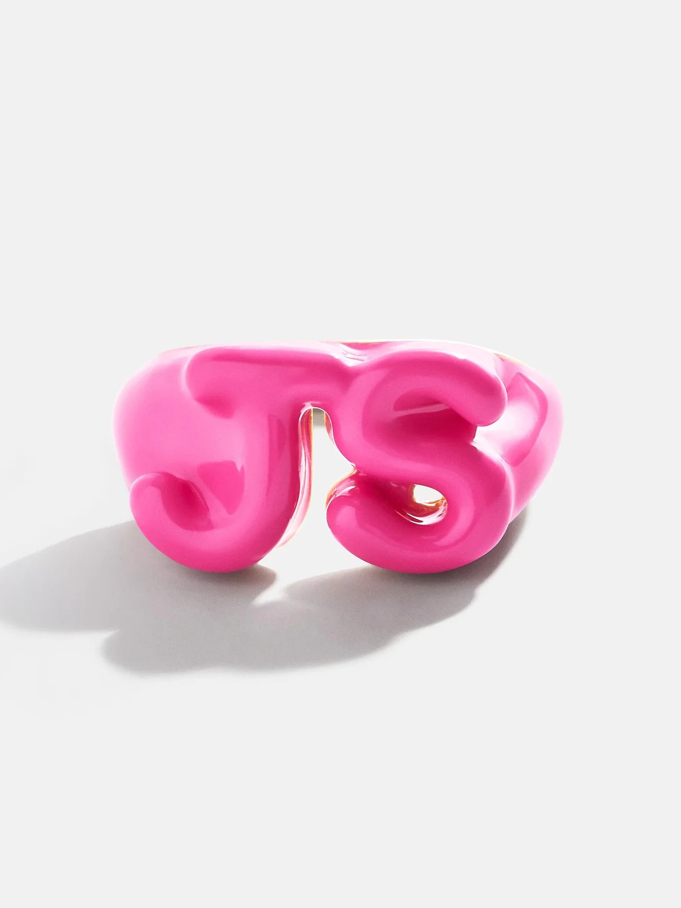 Block Enamel Custom Initial Ring - Hot Pink | BaubleBar
