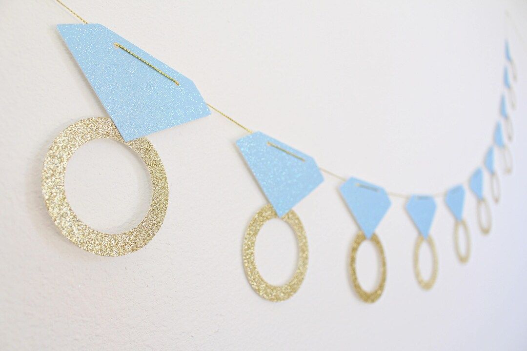 Bachelorette Party Banner Ring Banner Light Blue and Gold - Etsy | Etsy (US)