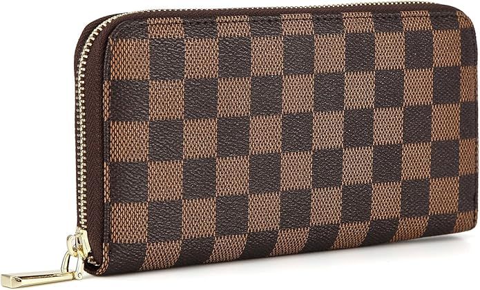 Daisy Rose Women’s Checkered Zip Around Wallet and Phone Clutch - RFID Blocking with Card Holde... | Amazon (US)