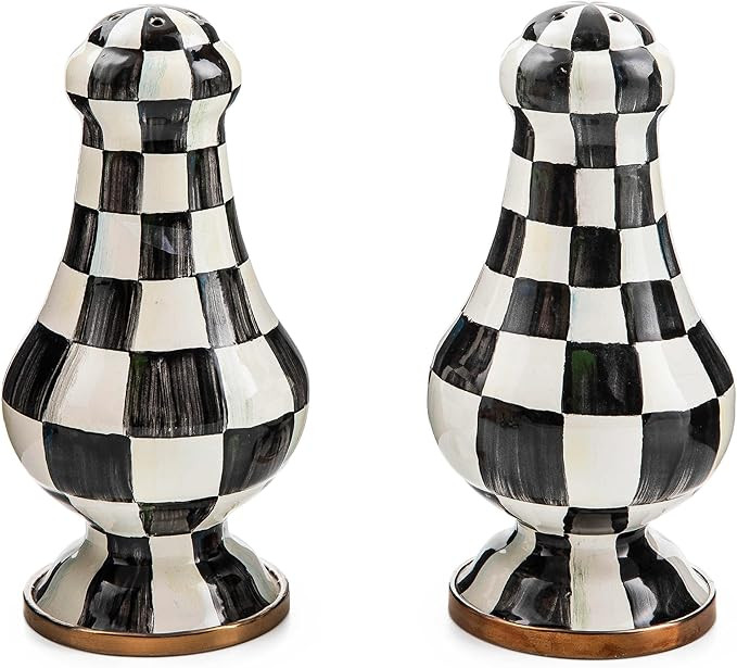 MACKENZIE-CHILDS Enamel Salt and Pepper Shakers, Kitchen Table Spice Shaker Set, Black-and-White ... | Amazon (US)