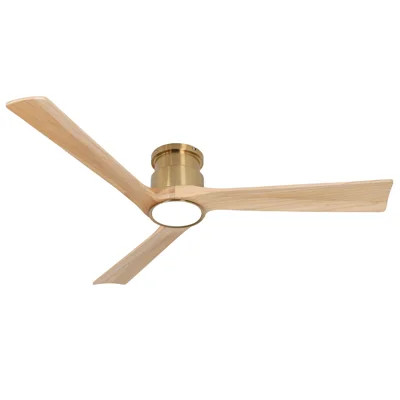 52 Inch Flush Mount Dc Ceiling Fan With Lights And Remote, Natural Wood 3 Reversible Blades, Ultra Quiet 6-speed Dc Motor, Hugger Low Profile Indoor C | Wayfair North America