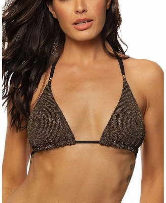 Women's Crinkle Lurex Reversible Triangle Bikini Top | Macy's Canada