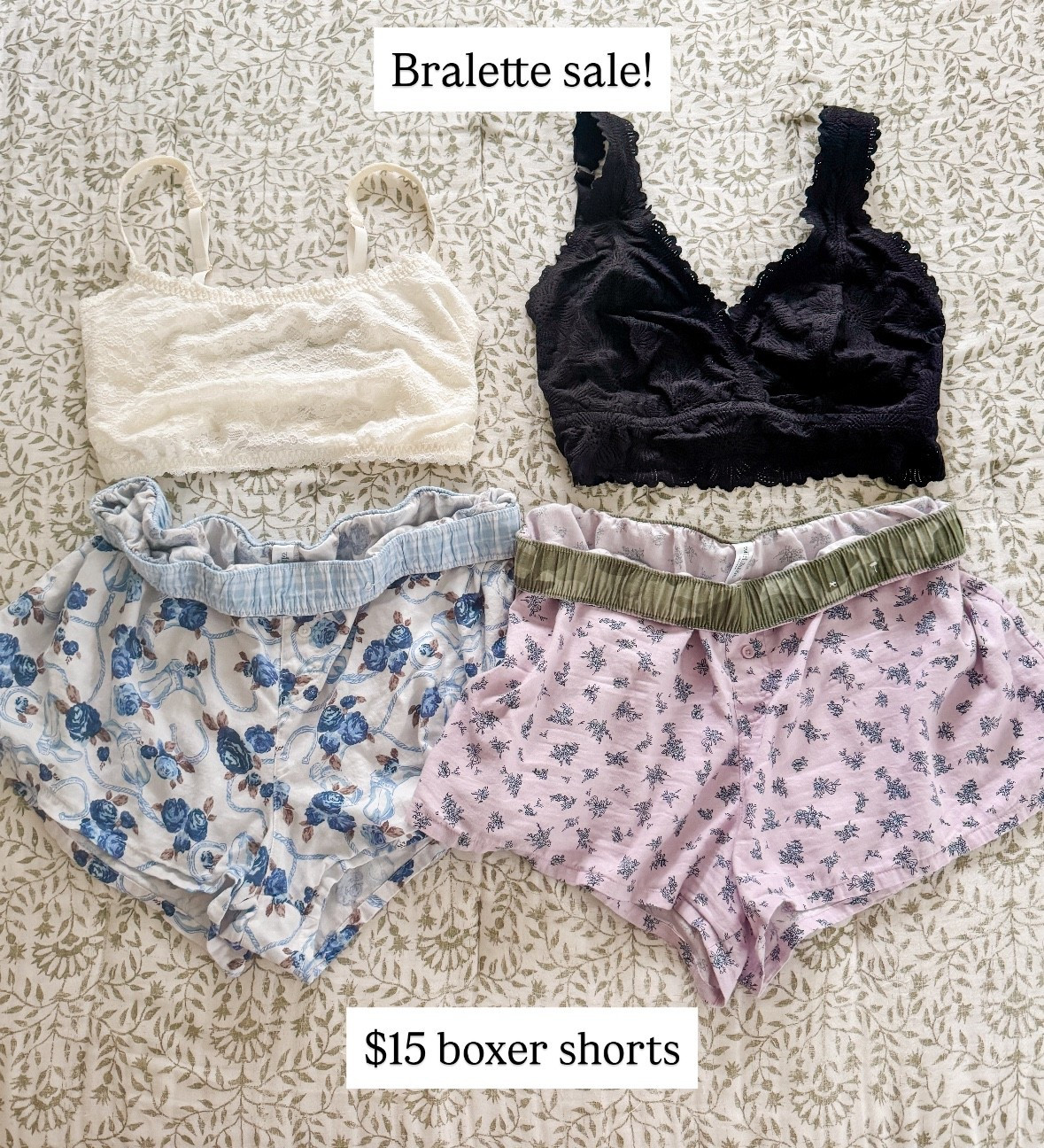 Cutest little boxer shorts and bralettes 😍 wearing an XL in the lace bralettes. Wearing a large in the pajama boxer shorts 

#ltksalealert #ltkmidsize #ltkseasonal 

#LTKStyleTip #LTKFindsUnder100 #LTKFindsUnder50