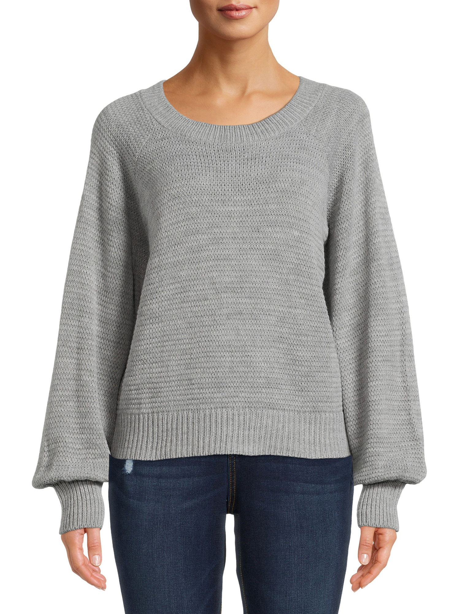 Time and Tru Women's Raglan Balloon Sleeve Sweater | Walmart (US)