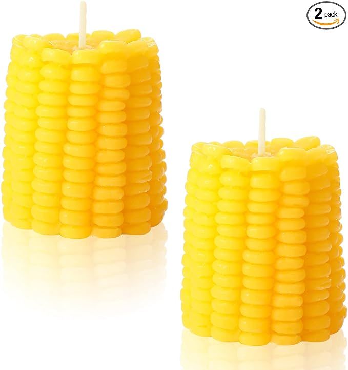 2 Pieces Fall Corns Decor Pillar Candles Fake Corn Scented Candles Soy Wax Corn Candles for Autum... | Amazon (US)