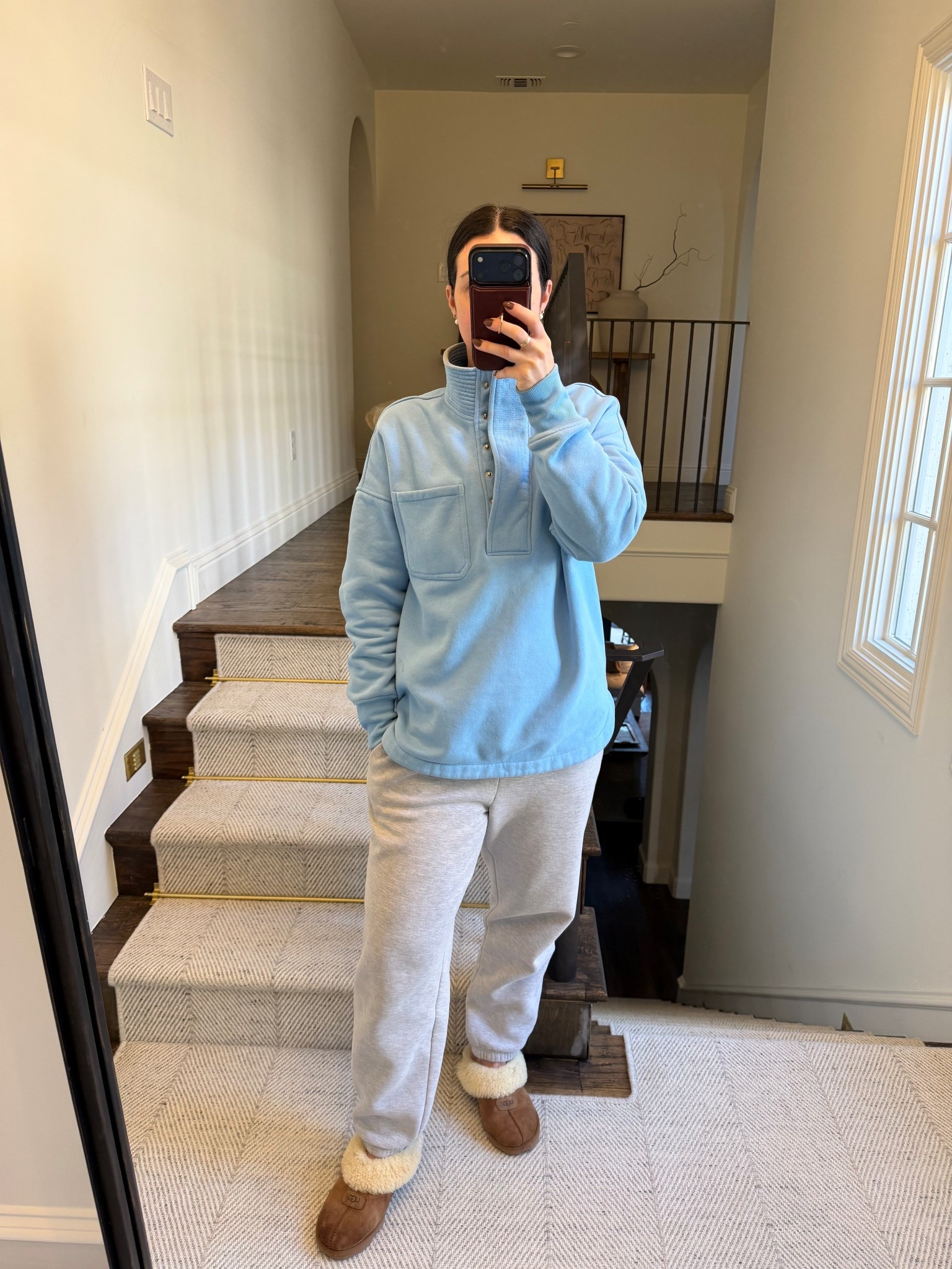 Staying warm and cozy during these snow days! Love this oversized Henley sweatshirt! 

#LTKootd #LTKSeasonal #LTKOver40