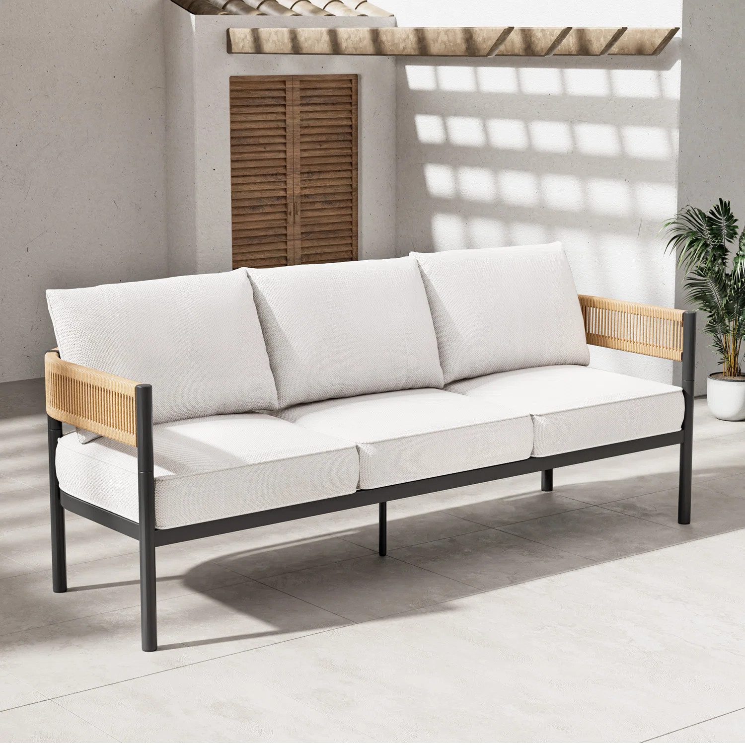 Maine 3-Person Wicker Outdoor Sofa | Wayfair North America