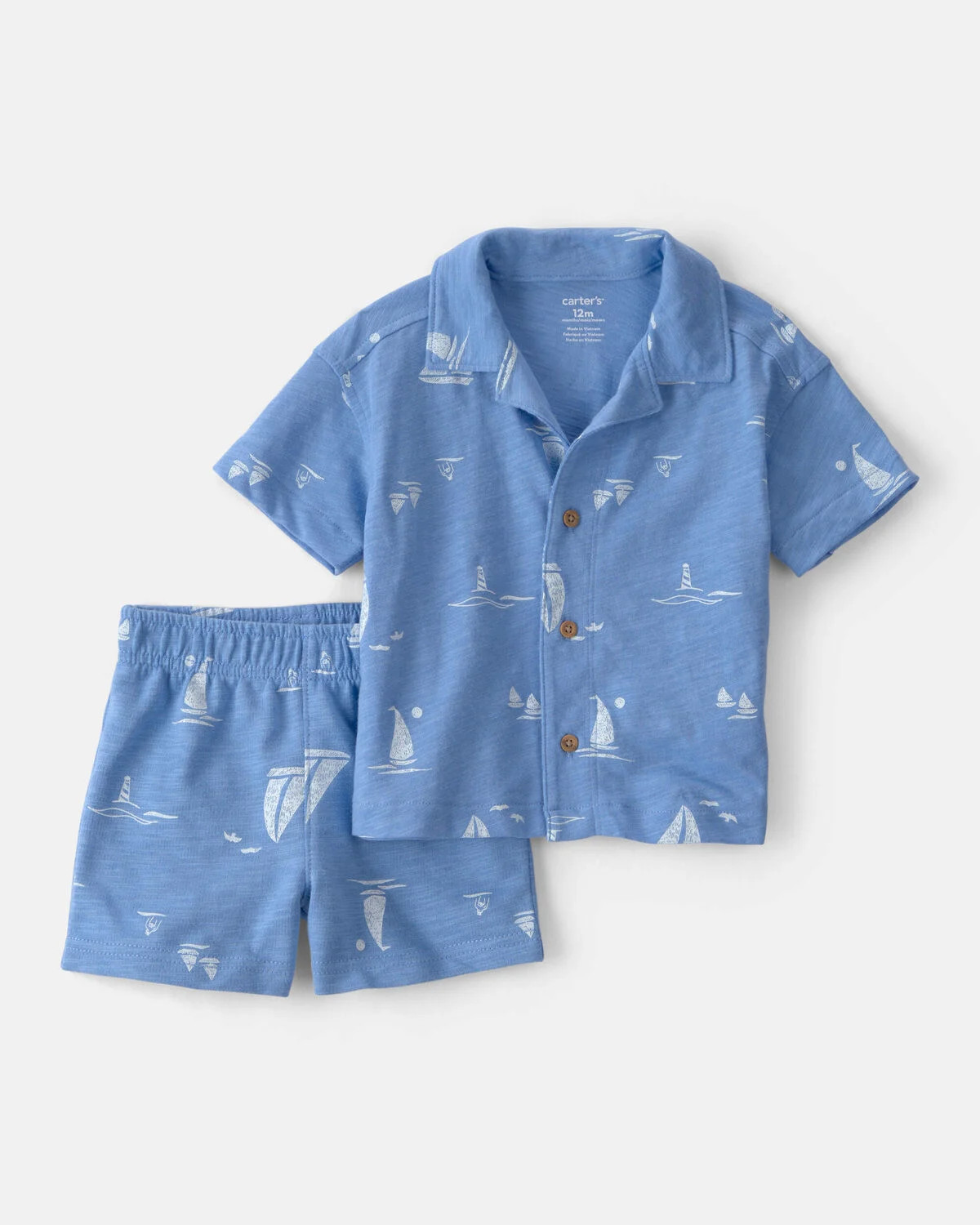 Baby Boy 2-Piece Sailboat Top & Short Set - Blue | Carter's | Carter's Inc