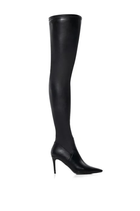 AZALEA WANG DROP IT LOW THIGH HIGH BOOT IN BLACK | AKIRA