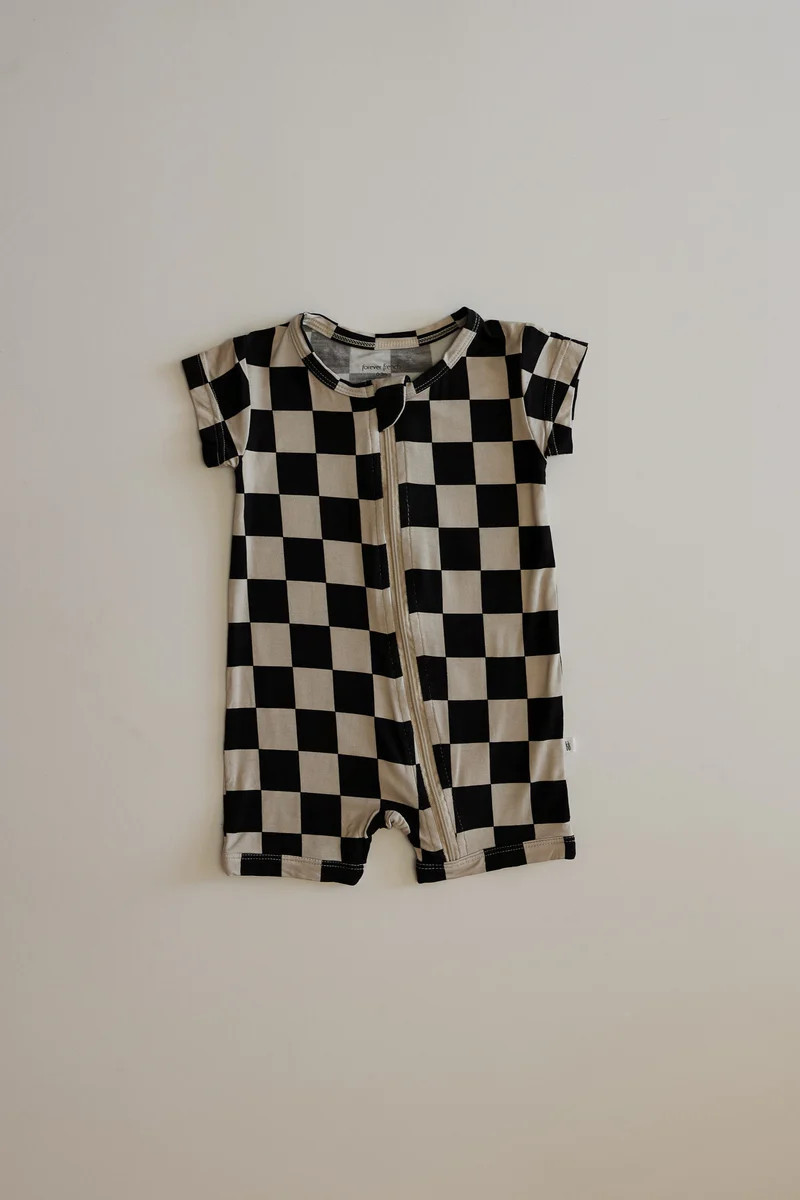 Black Checker | Bamboo Zip Shortie | Forever French