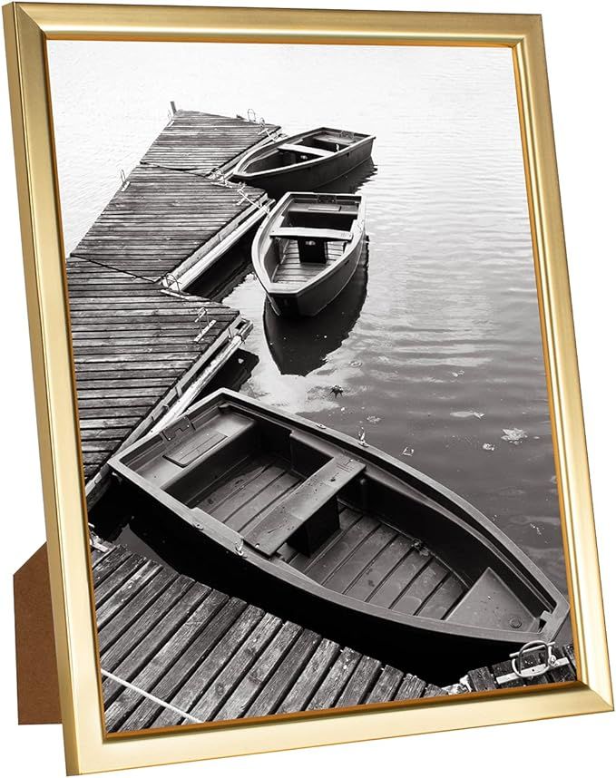 Giverny 8x10 Picture Frames, Gold Photo Frames for Wall or Tabletop Display, Simple Design Glossy... | Amazon (US)