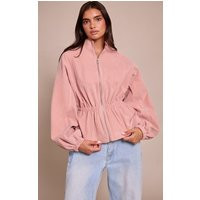 Pink Cinched Waist Suede Jacket | PrettyLittleThing US