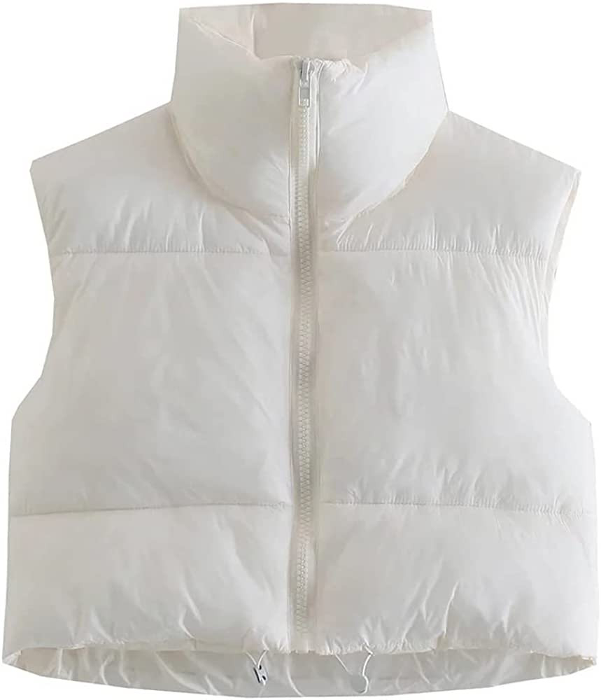 KEOMUD Women's Winter Crop Vest Lightweight Sleeveless Warm Outerwear Puffer Vest Padded Gilet | Amazon (US)