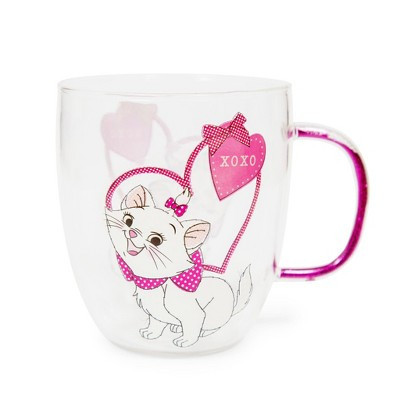Silver Buffalo Disney The Aristocats Marie "XOXO" Glitter Handle Glass Mug | Holds 14 Ounces | Target
