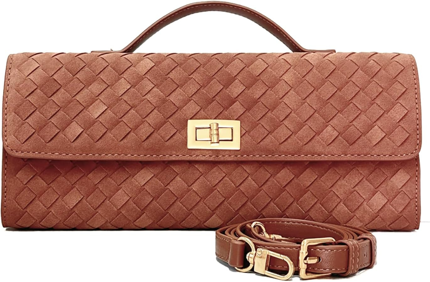 Woven Suede Clutch Purse for Women – Crossbody or Shoulder Evening Bag for Weddings, Parties, D... | Amazon (US)