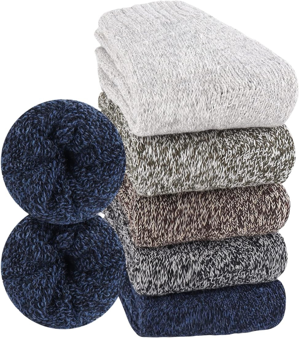 Moyel Wool Socks for Women, 5 Pairs of Warm Winter Cozy Thermal Thick Socks Gifts for Women | Amazon (US)