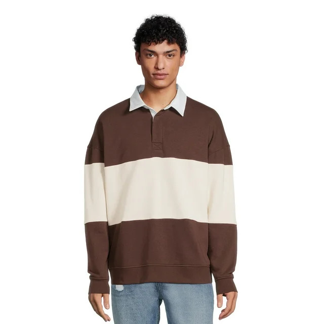 No Boundaries Men's and Big Men's Rugby Polo Sweatshirt, Sizes XS-5XL | Walmart (US)