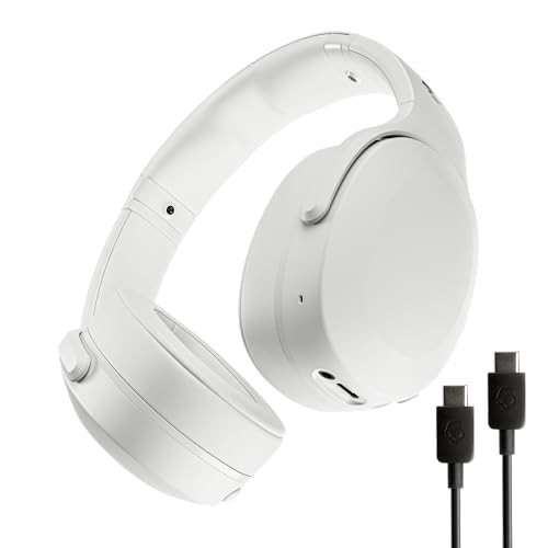 Skullcandy Crusher Evo Wireless Bluetooth Headphones with Extra USB-C Charging Cable, Multi-Sensory Bass, Noise Isolating Over-Ear Fit, 40 Hours Battery, Microphone for iPhone Android - Bone | Amazon (US)