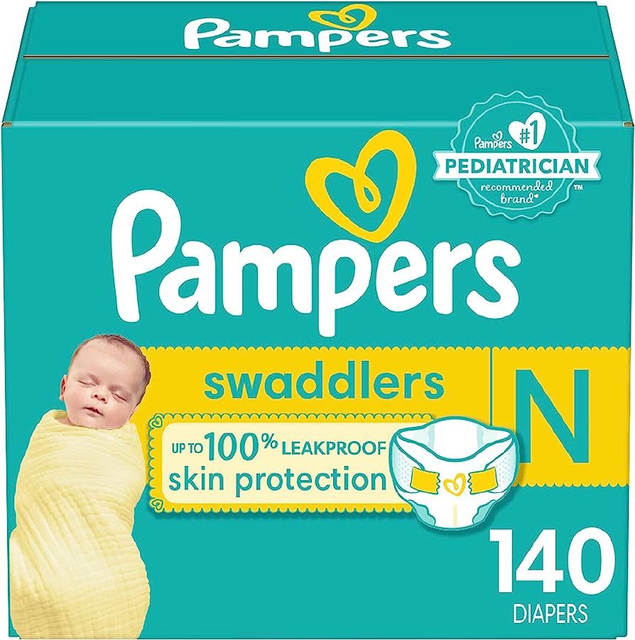 Pampers Swaddlers Newborn Diapers - Size 0, 140 Count, Ultra Soft Disposable Baby Diapers | Amazon (US)