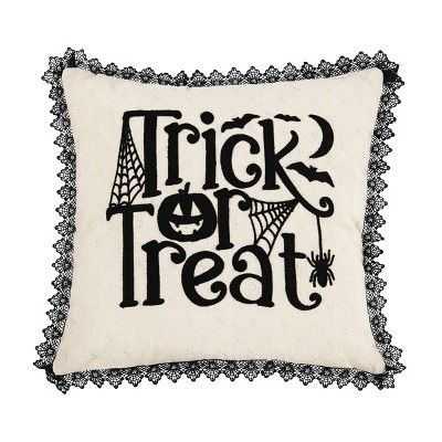 C&F Home 18" x 18" Trick Treat Black And White Embroidered Throw Pillow | Target