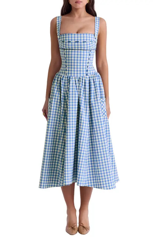 HOUSE OF CB Vivien Midi Sundress in Regatta Blue at Nordstrom, Size X-Small D | Nordstrom
