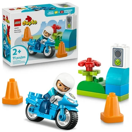 LEGO DUPLO Town Blue Police Motorcycle Building Toy for Toddlers - Pretend Play Set & Learning Toy for Boys & Girls, Ages 2+ - Building Blocks for Motor Skills Practice - Gift for Birthdays - 10471 | Walmart (US)