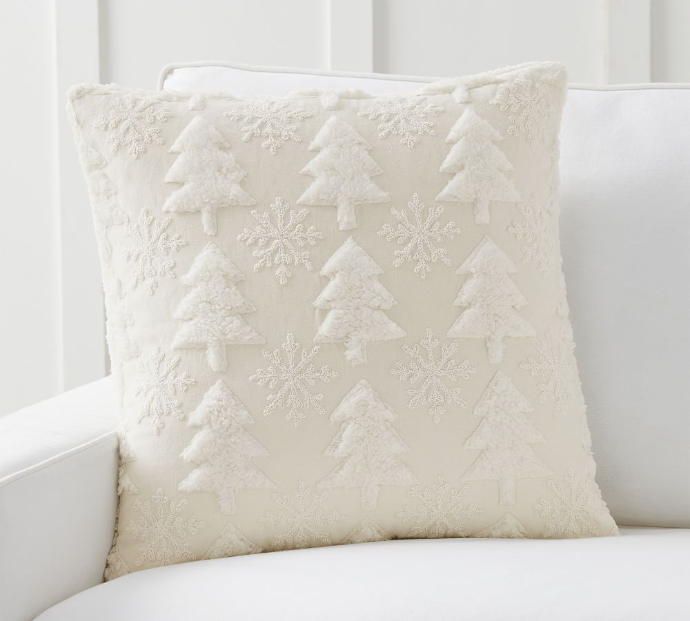 Sherpa Tree & Snowflake Pillow | Pottery Barn (US)