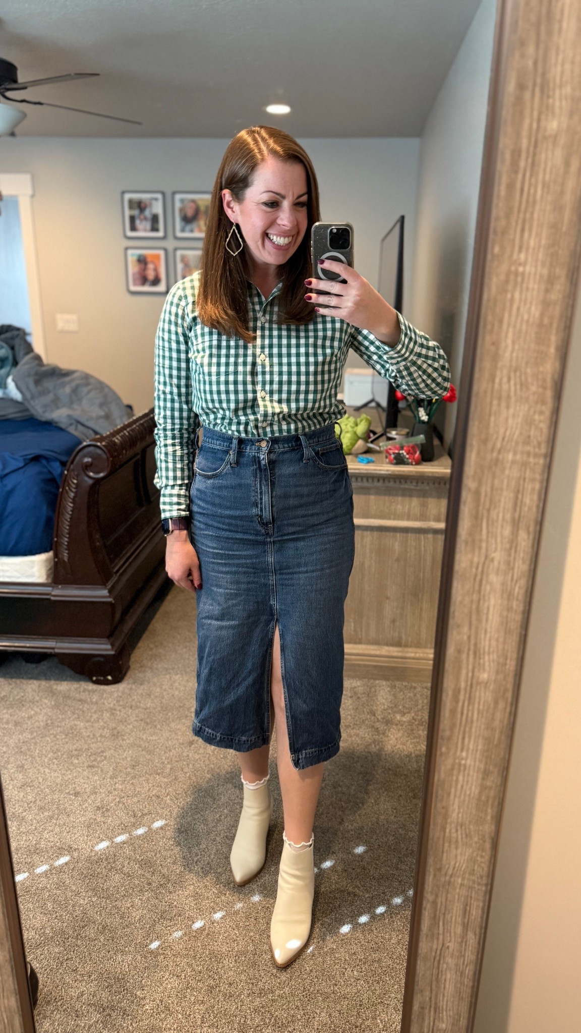 I am a sucker for a green top. This button down is from J.Crew Factory and screams fall. In a M. 

#LTKWorkwear #LTKShoeCrush #LTKMidsize